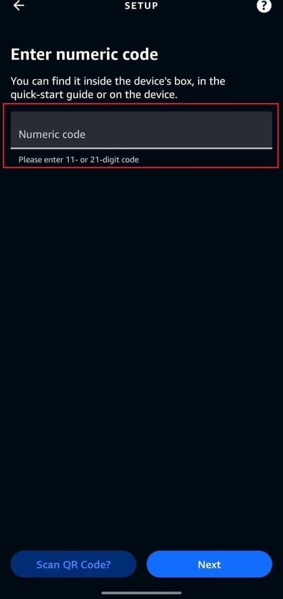 Or type the numeric code