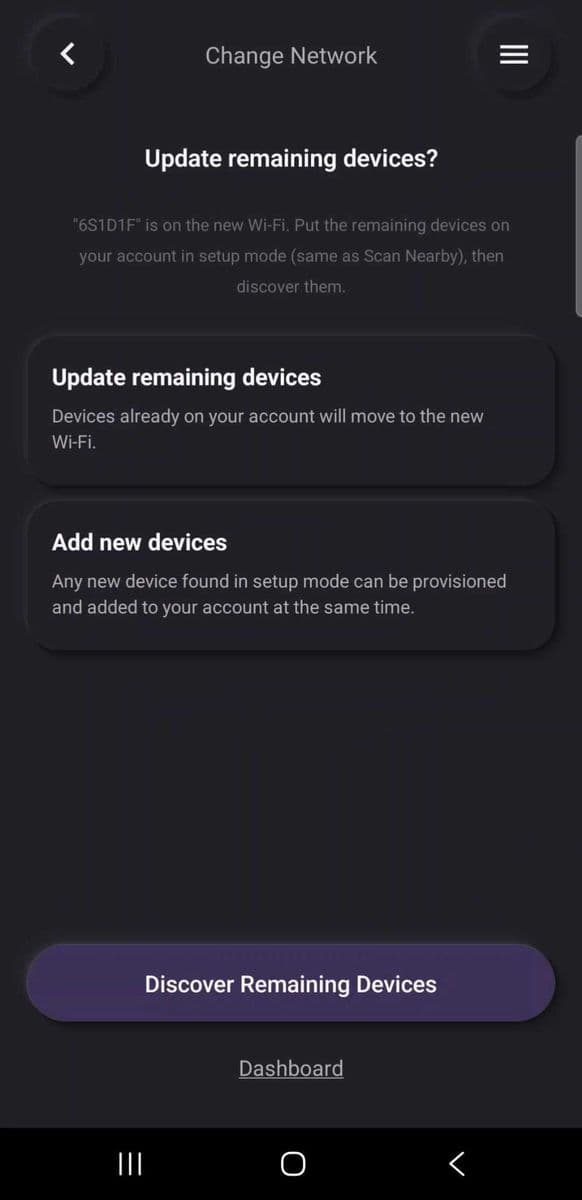 Tap Discover Remaining Devices