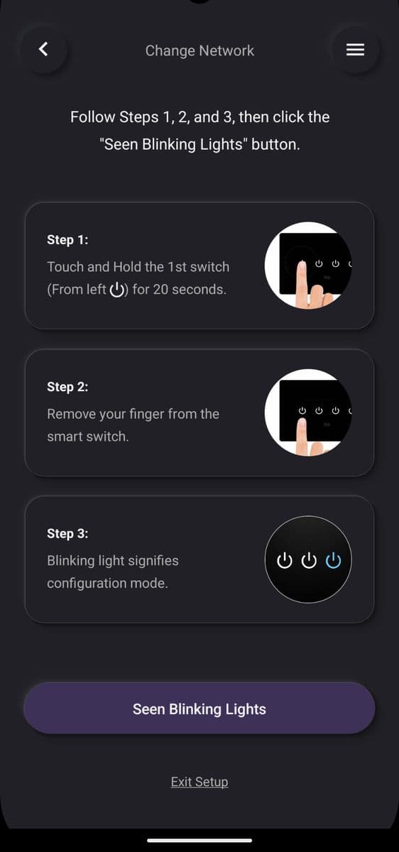 Put the switch in setup mode