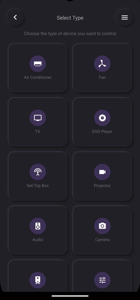 Custom: choose the device type