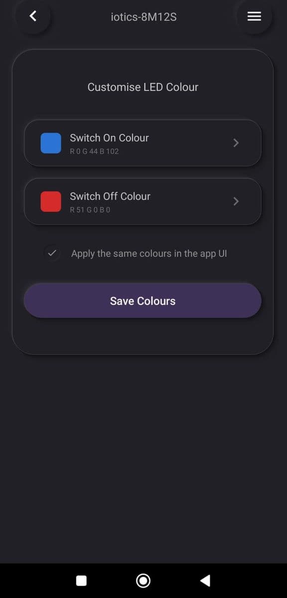 Pick your ON and OFF colours