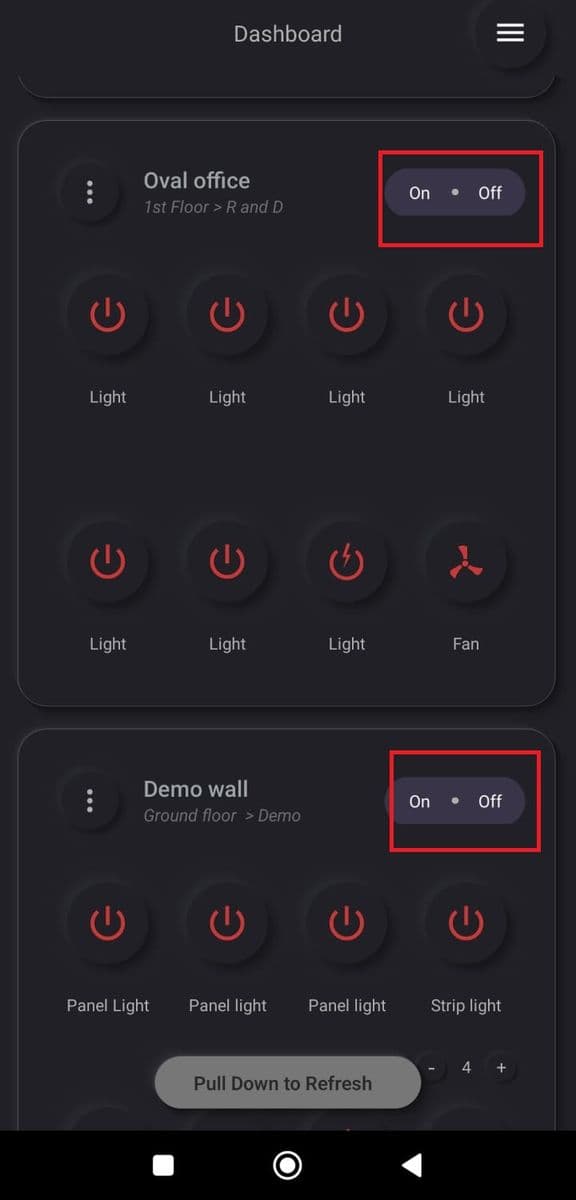 Switch a whole device on or off