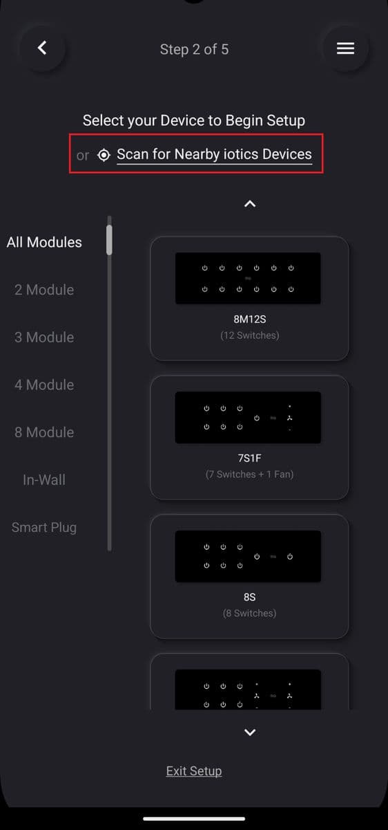 Scan for nearby switches